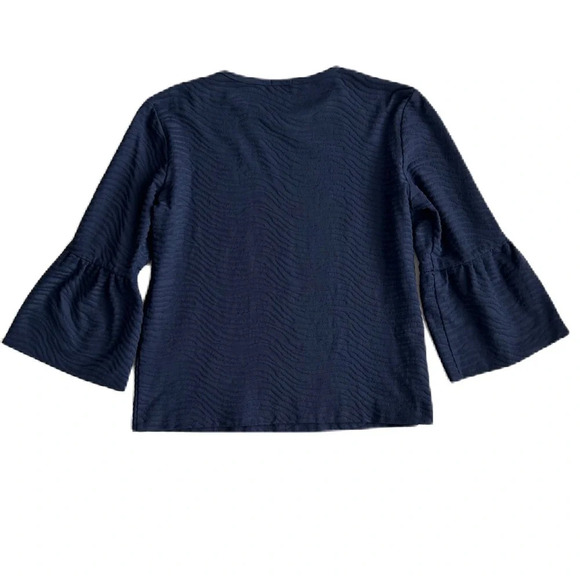 J. McLaughlin Women’s Blue Kyla Textured Bell Sleeve Top Small - Picture 4 of 12